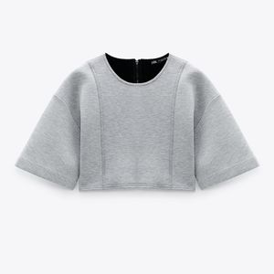 Zara Grey plush top TRF oversized (M) NWT